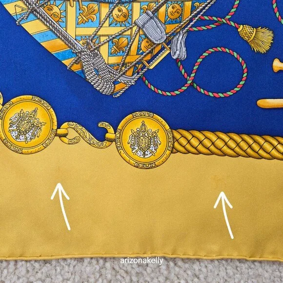 Hermès 'Les Tambours' Silk Scarf Gold Yellow - Picture 13 of 15